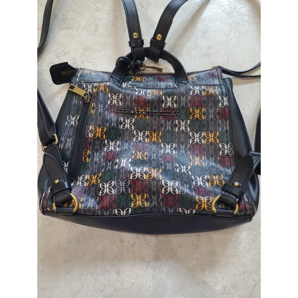 Fossil Elina Convertible Small Backpack black multicolor logo‎ print.